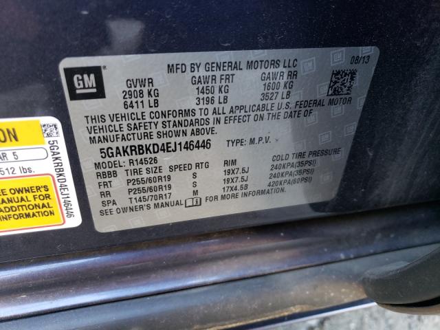 Photo 9 VIN: 5GAKRBKD4EJ146446 - BUICK ENCLAVE 