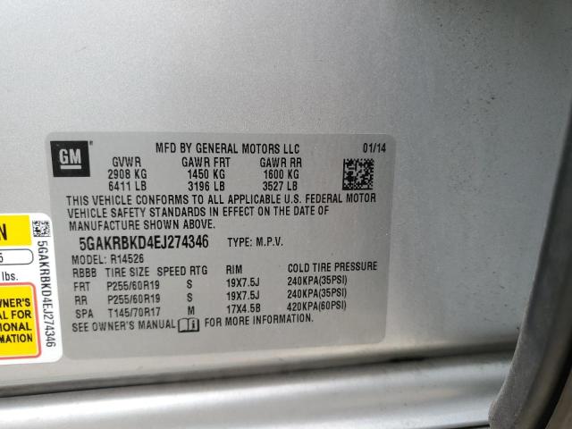 Photo 12 VIN: 5GAKRBKD4EJ274346 - BUICK ENCLAVE 