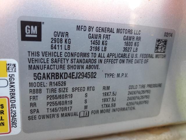 Photo 12 VIN: 5GAKRBKD4EJ294502 - BUICK ENCLAVE 