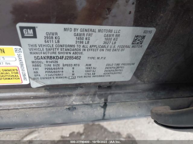 Photo 8 VIN: 5GAKRBKD4FJ285462 - BUICK ENCLAVE 