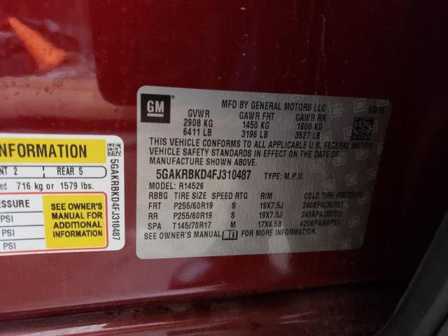 Photo 12 VIN: 5GAKRBKD4FJ310487 - BUICK ENCLAVE 