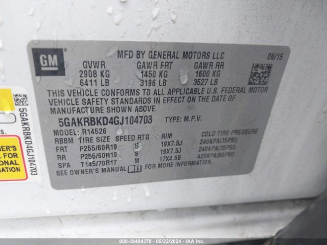 Photo 8 VIN: 5GAKRBKD4GJ104703 - BUICK ENCLAVE 