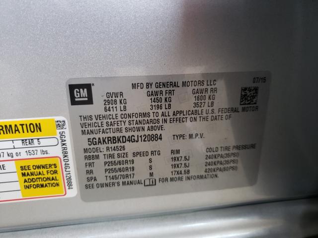 Photo 9 VIN: 5GAKRBKD4GJ120884 - BUICK ENCLAVE 