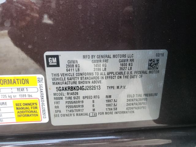 Photo 9 VIN: 5GAKRBKD4GJ282613 - BUICK ENCLAVE 