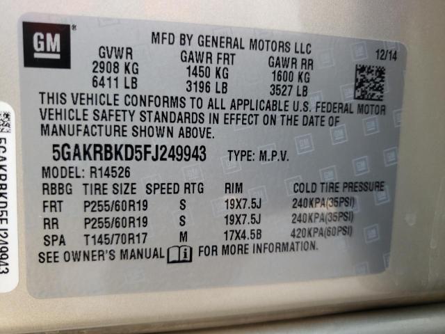 Photo 12 VIN: 5GAKRBKD5FJ249943 - BUICK ENCLAVE 