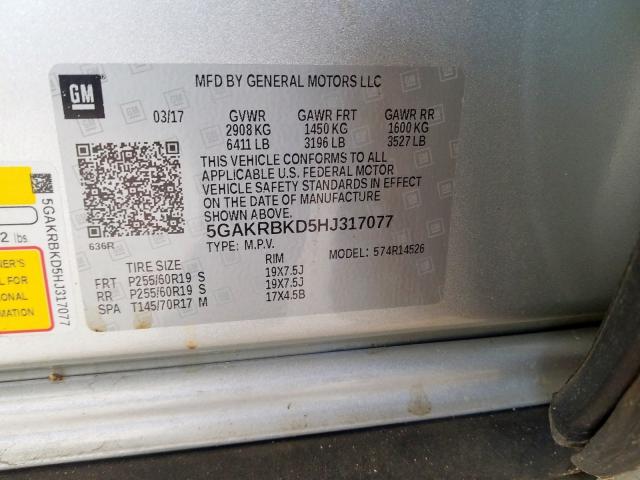 Photo 9 VIN: 5GAKRBKD5HJ317077 - BUICK ENCLAVE 