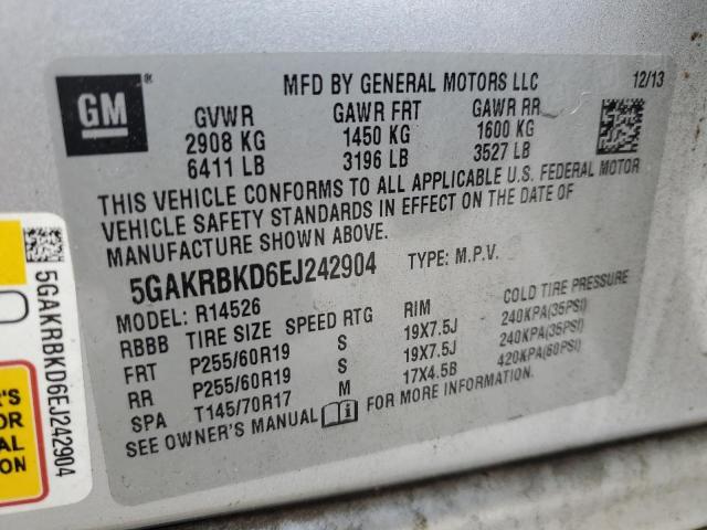 Photo 12 VIN: 5GAKRBKD6EJ242904 - BUICK ENCLAVE 