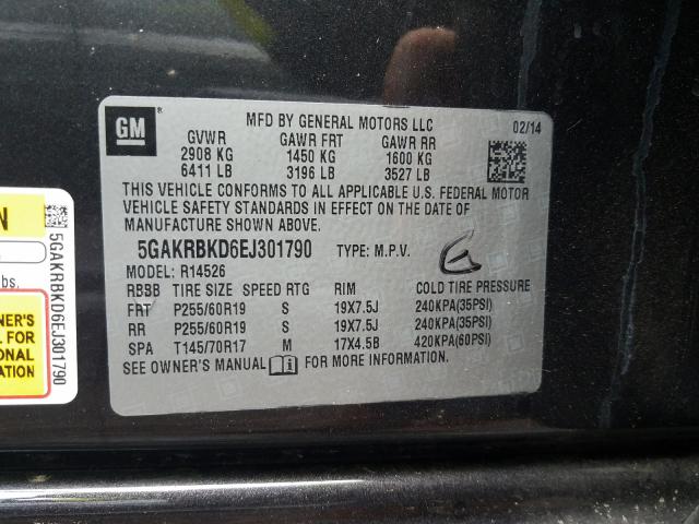 Photo 9 VIN: 5GAKRBKD6EJ301790 - BUICK ENCLAVE 