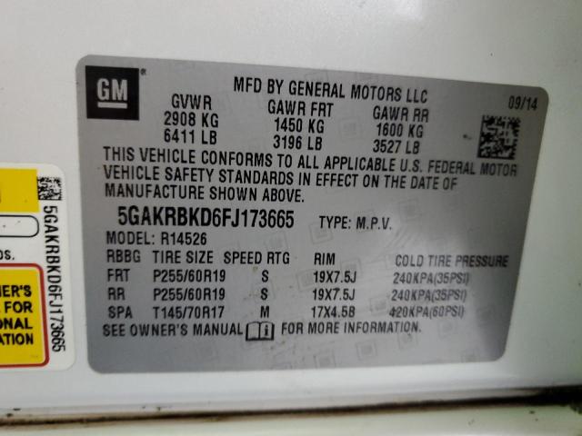 Photo 12 VIN: 5GAKRBKD6FJ173665 - BUICK ENCLAVE 