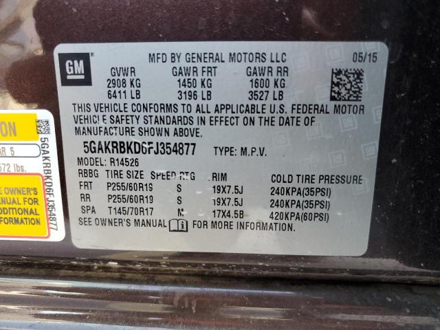 Photo 11 VIN: 5GAKRBKD6FJ354877 - BUICK ENCLAVE 