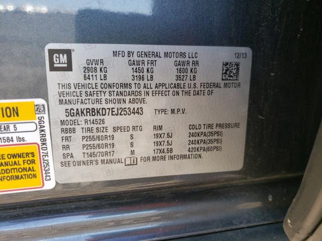 Photo 9 VIN: 5GAKRBKD7EJ253443 - BUICK ENCLAVE 