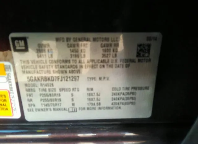 Photo 8 VIN: 5GAKRBKD7FJ121297 - BUICK ENCLAVE 