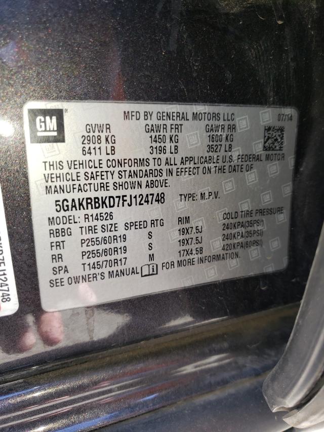 Photo 9 VIN: 5GAKRBKD7FJ124748 - BUICK ENCLAVE 