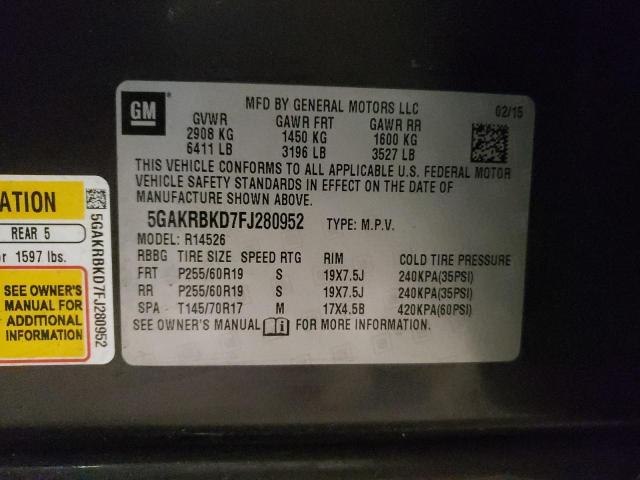 Photo 9 VIN: 5GAKRBKD7FJ280952 - BUICK ENCLAVE 