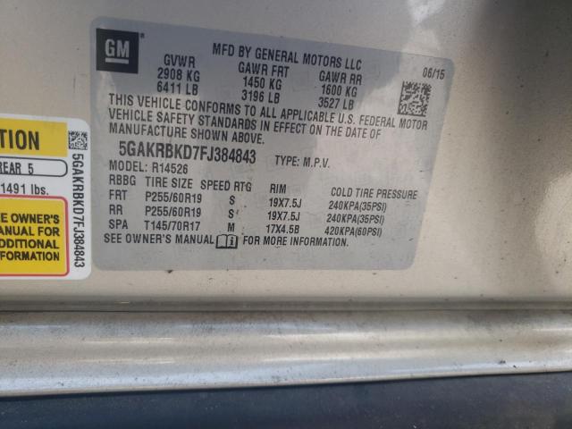 Photo 9 VIN: 5GAKRBKD7FJ384843 - BUICK ENCLAVE 