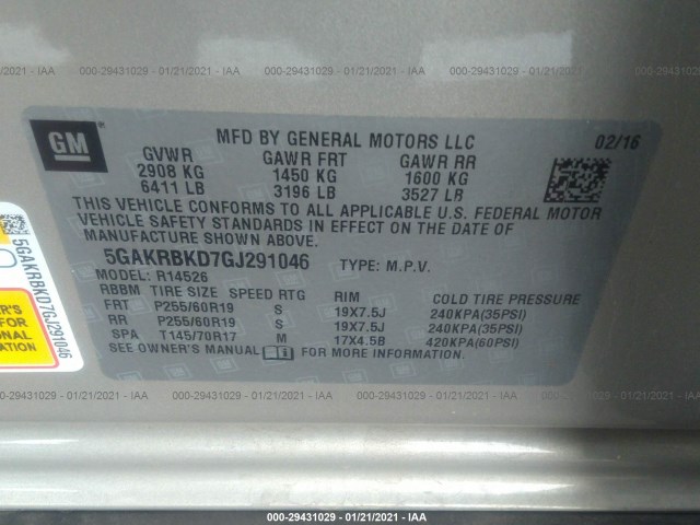 Photo 8 VIN: 5GAKRBKD7GJ291046 - BUICK ENCLAVE 