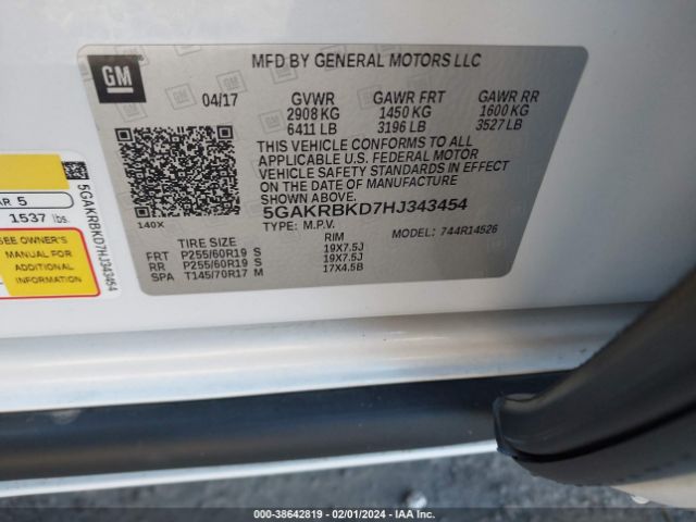 Photo 8 VIN: 5GAKRBKD7HJ343454 - BUICK ENCLAVE 