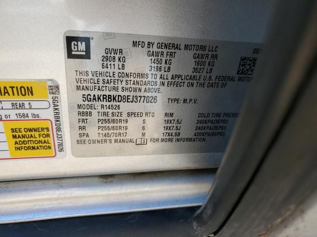 Photo 12 VIN: 5GAKRBKD8EJ377026 - BUICK ENCLAVE 