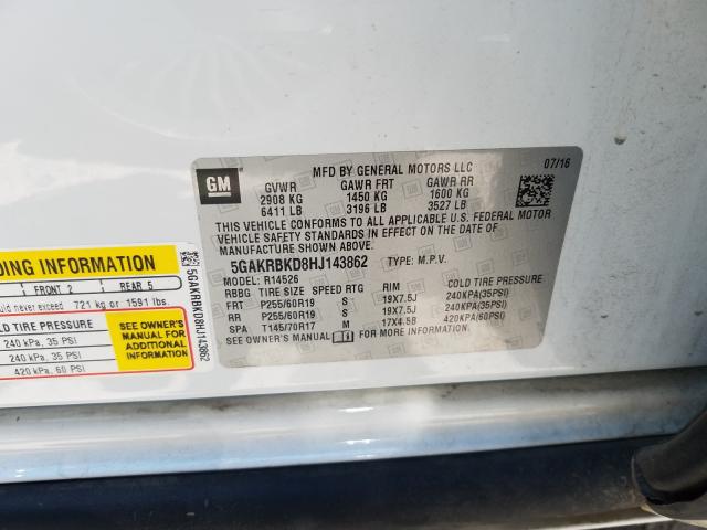 Photo 9 VIN: 5GAKRBKD8HJ143862 - BUICK ENCLAVE 