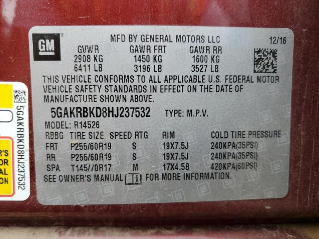 Photo 12 VIN: 5GAKRBKD8HJ237532 - BUICK ENCLAVE 