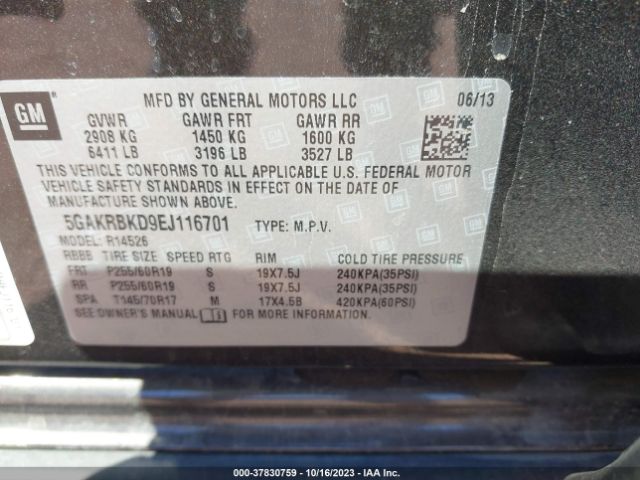 Photo 8 VIN: 5GAKRBKD9EJ116701 - BUICK ENCLAVE 