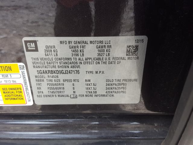 Photo 9 VIN: 5GAKRBKD9GJ247176 - BUICK ENCLAVE 