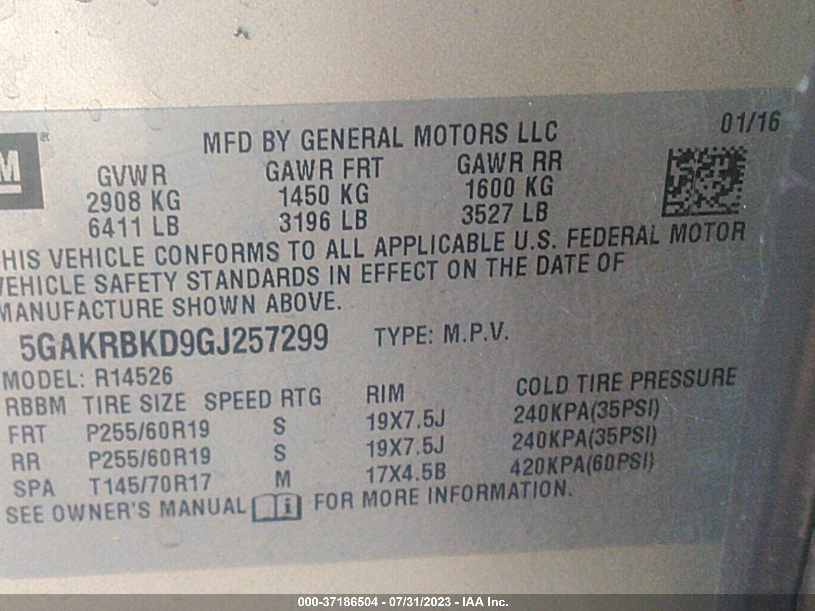 Photo 8 VIN: 5GAKRBKD9GJ257299 - BUICK ENCLAVE 