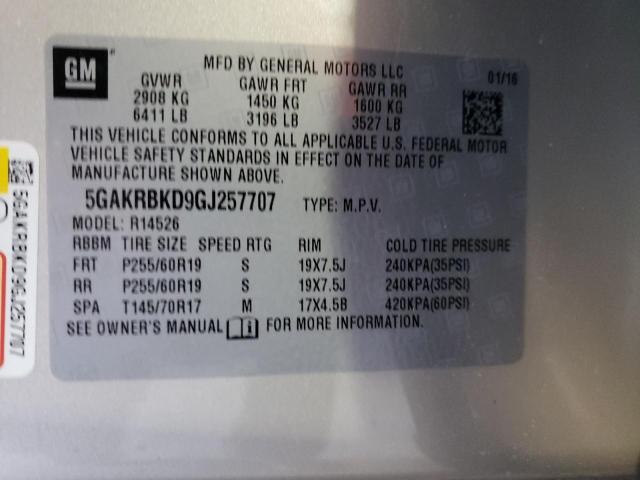 Photo 12 VIN: 5GAKRBKD9GJ257707 - BUICK ENCLAVE 