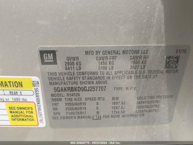 Photo 8 VIN: 5GAKRBKD9GJ257707 - BUICK ENCLAVE 