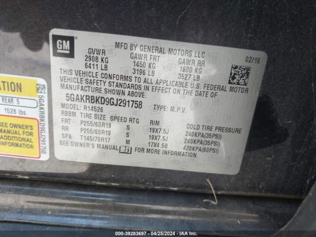 Photo 8 VIN: 5GAKRBKD9GJ291758 - BUICK ENCLAVE 