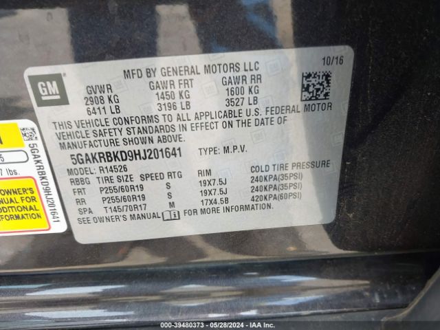 Photo 8 VIN: 5GAKRBKD9HJ201641 - BUICK ENCLAVE 