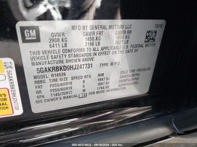 Photo 8 VIN: 5GAKRBKD9HJ247731 - BUICK ENCLAVE 