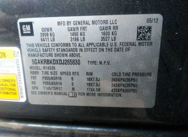 Photo 8 VIN: 5GAKRBKDXDJ265830 - BUICK ENCLAVE 