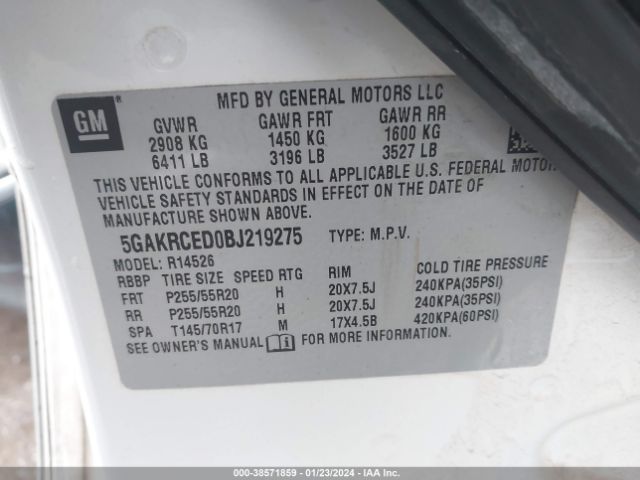 Photo 8 VIN: 5GAKRCED0BJ219275 - BUICK ENCLAVE 