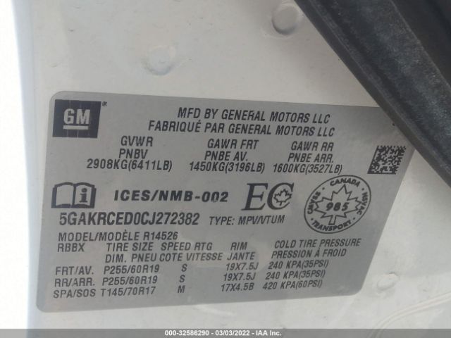 Photo 8 VIN: 5GAKRCED0CJ272382 - BUICK ENCLAVE 