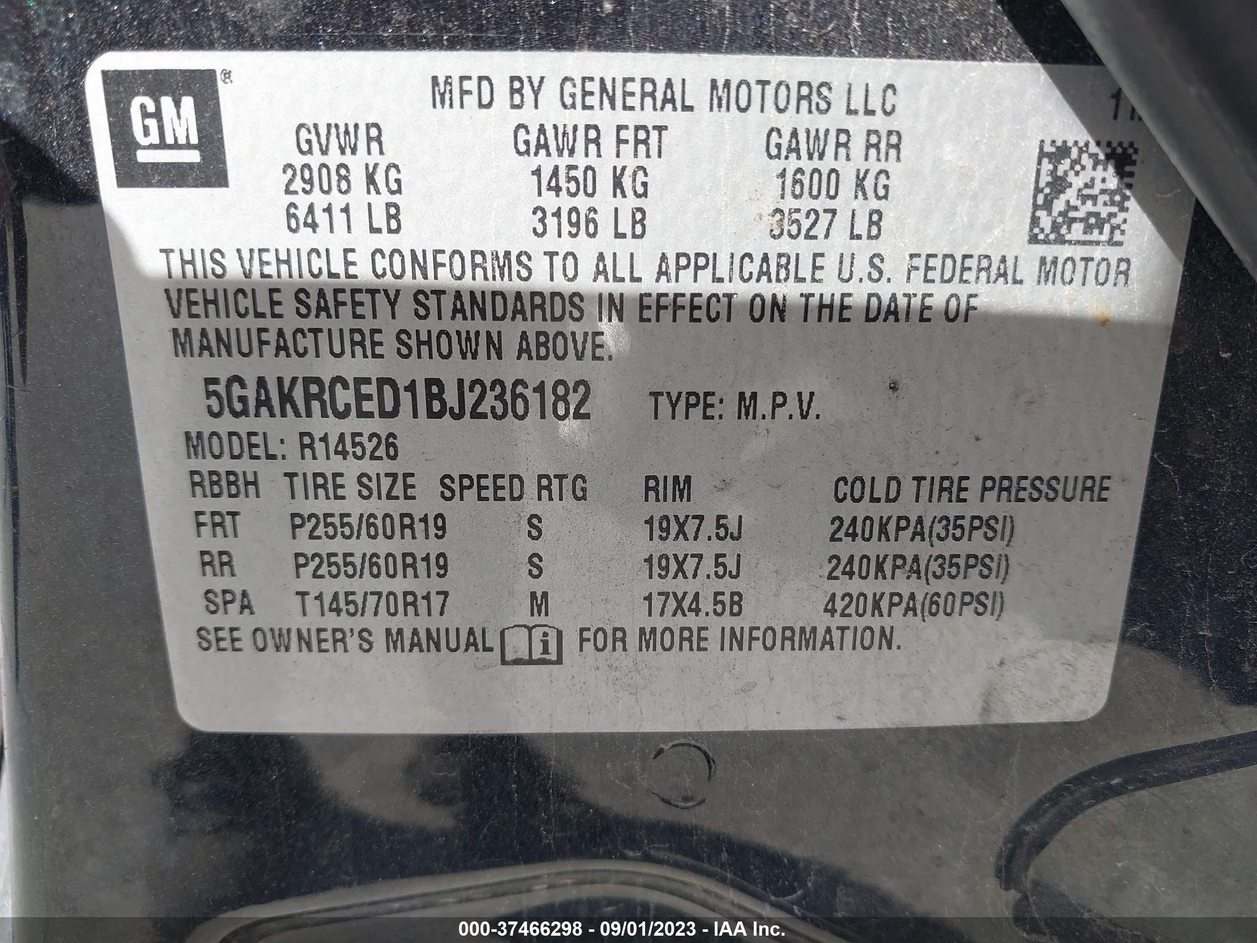 Photo 8 VIN: 5GAKRCED1BJ236182 - BUICK ENCLAVE 