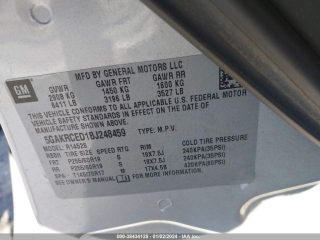 Photo 8 VIN: 5GAKRCED1BJ248459 - BUICK ENCLAVE 