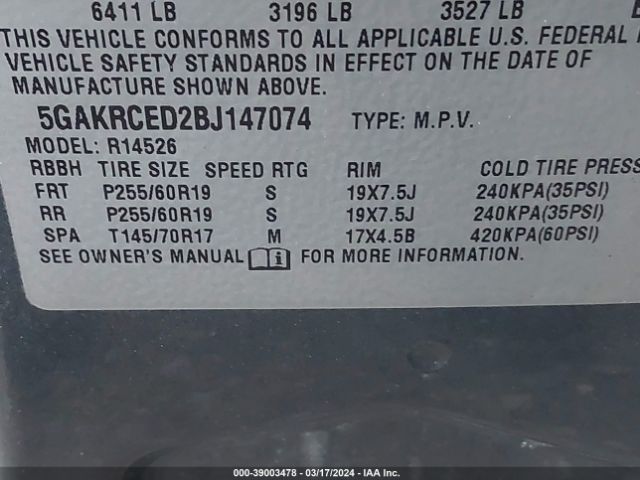 Photo 8 VIN: 5GAKRCED2BJ147074 - BUICK ENCLAVE 