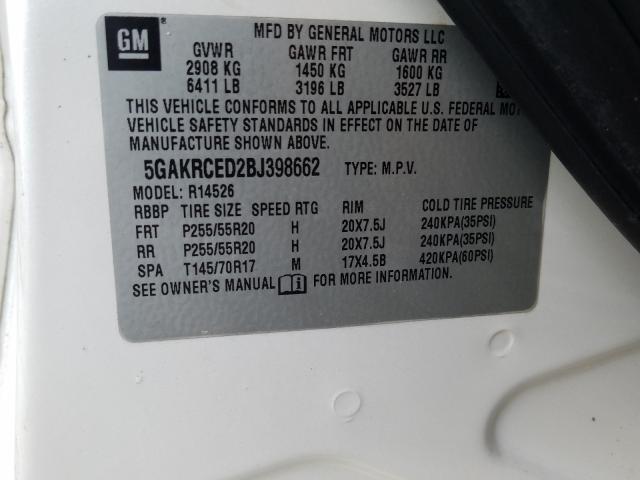 Photo 9 VIN: 5GAKRCED2BJ398662 - BUICK ENCLAVE CX 