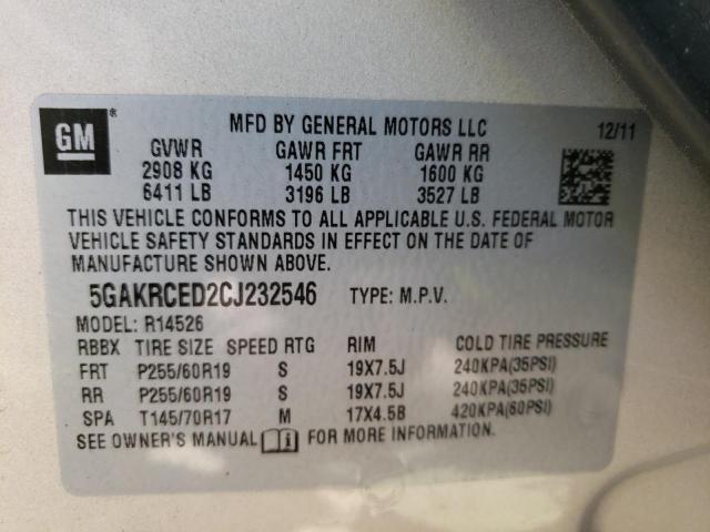 Photo 12 VIN: 5GAKRCED2CJ232546 - BUICK ENCLAVE 