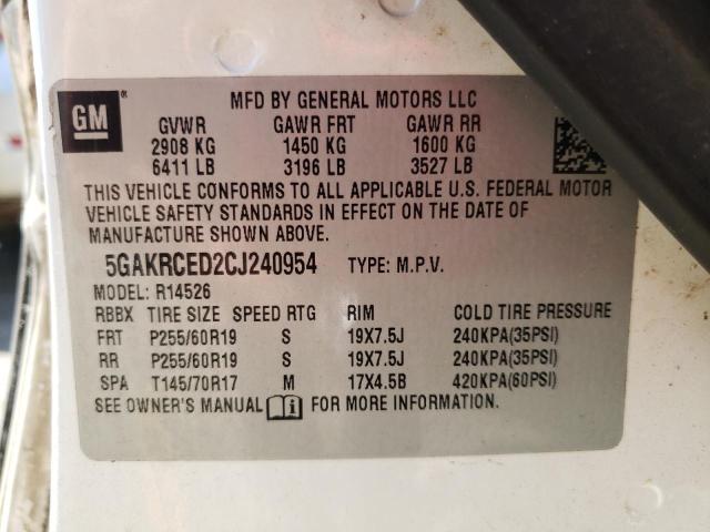 Photo 9 VIN: 5GAKRCED2CJ240954 - BUICK ENCLAVE 