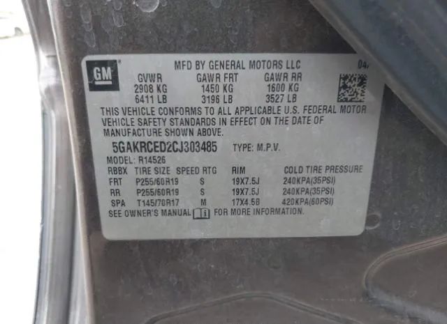 Photo 8 VIN: 5GAKRCED2CJ303485 - BUICK ENCLAVE 