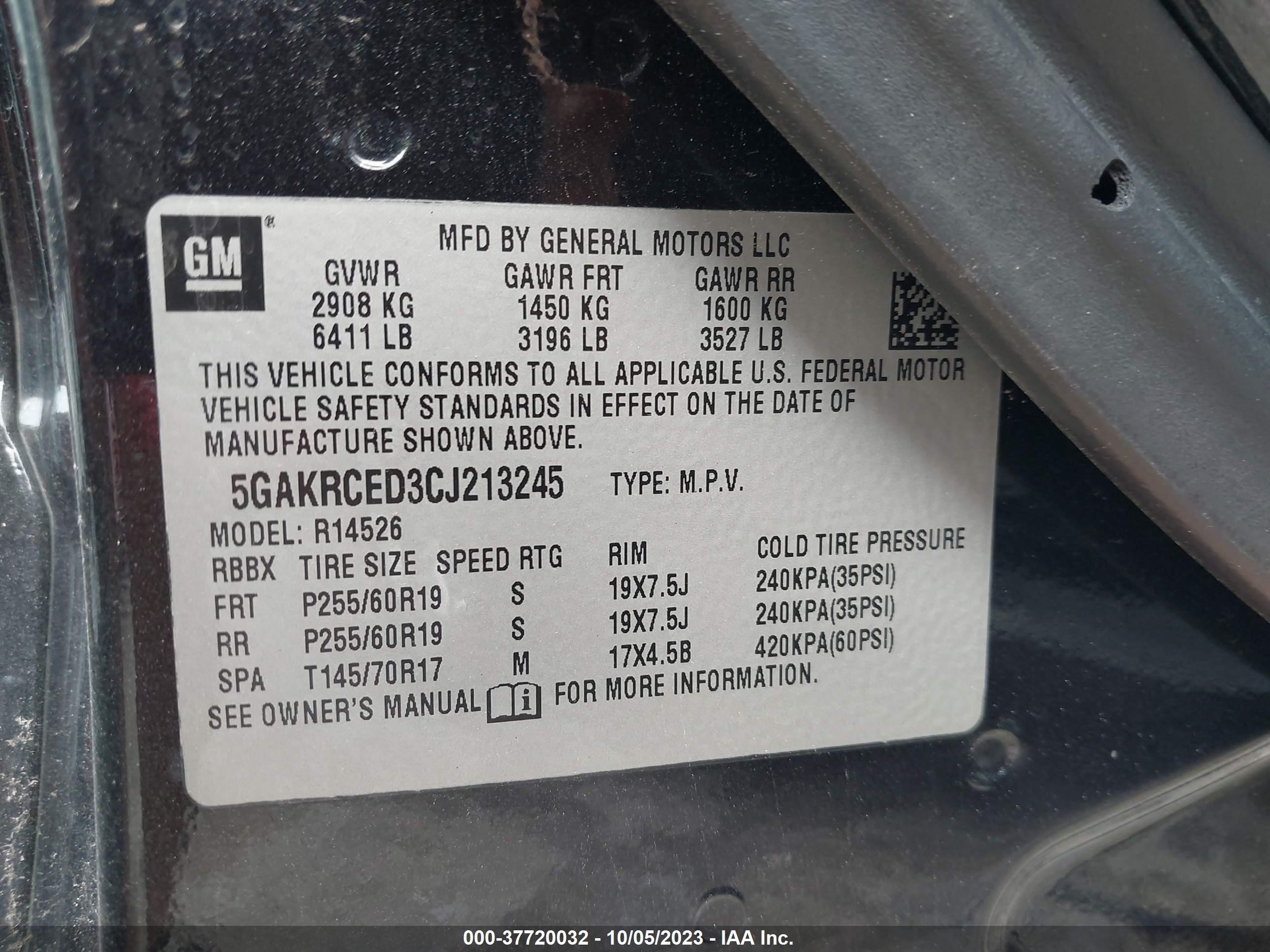 Photo 8 VIN: 5GAKRCED3CJ213245 - BUICK ENCLAVE 