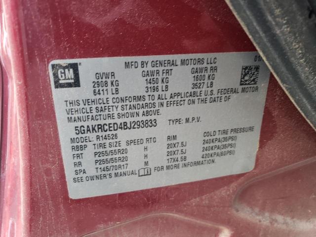 Photo 11 VIN: 5GAKRCED4BJ293833 - BUICK ENCLAVE CX 