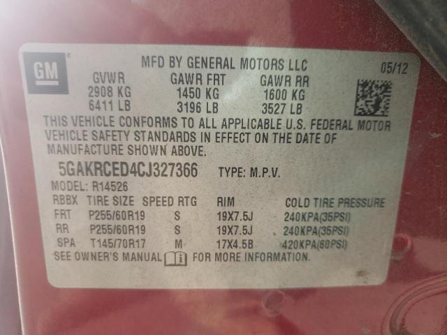 Photo 9 VIN: 5GAKRCED4CJ327366 - BUICK ENCLAVE 