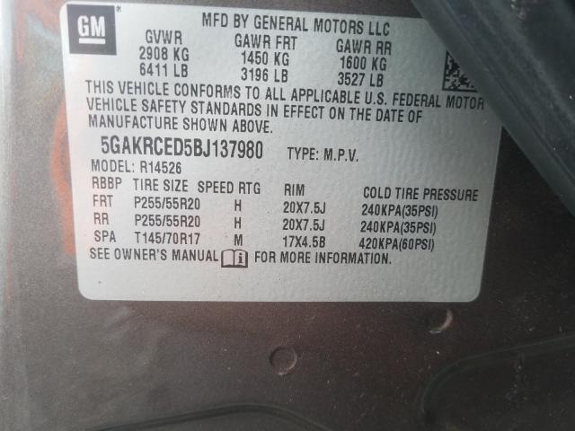 Photo 9 VIN: 5GAKRCED5BJ137980 - BUICK ENCLAVE CX 