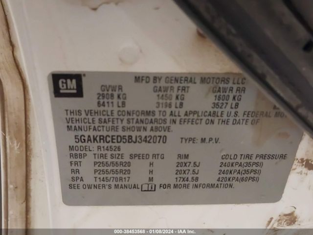 Photo 8 VIN: 5GAKRCED5BJ342070 - BUICK ENCLAVE 