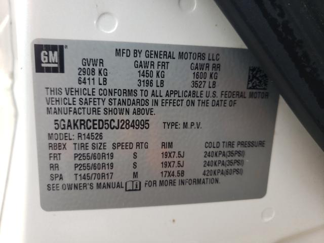 Photo 9 VIN: 5GAKRCED5CJ284995 - BUICK ENCLAVE 