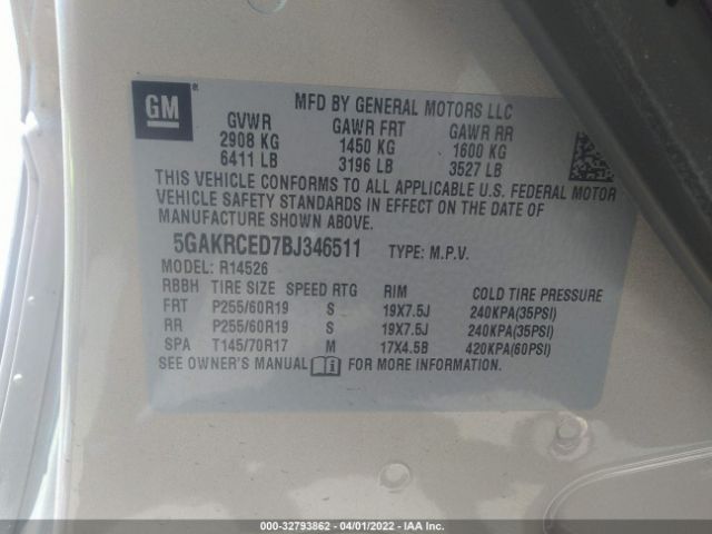 Photo 8 VIN: 5GAKRCED7BJ346511 - BUICK ENCLAVE 