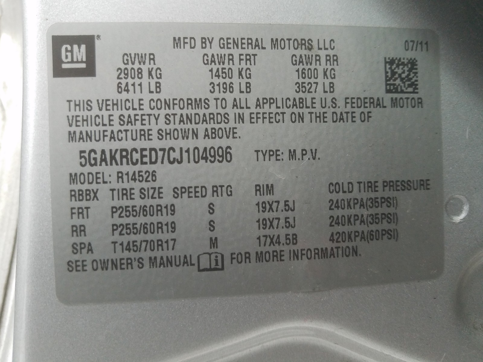 Photo 9 VIN: 5GAKRCED7CJ104996 - BUICK ENCLAVE 